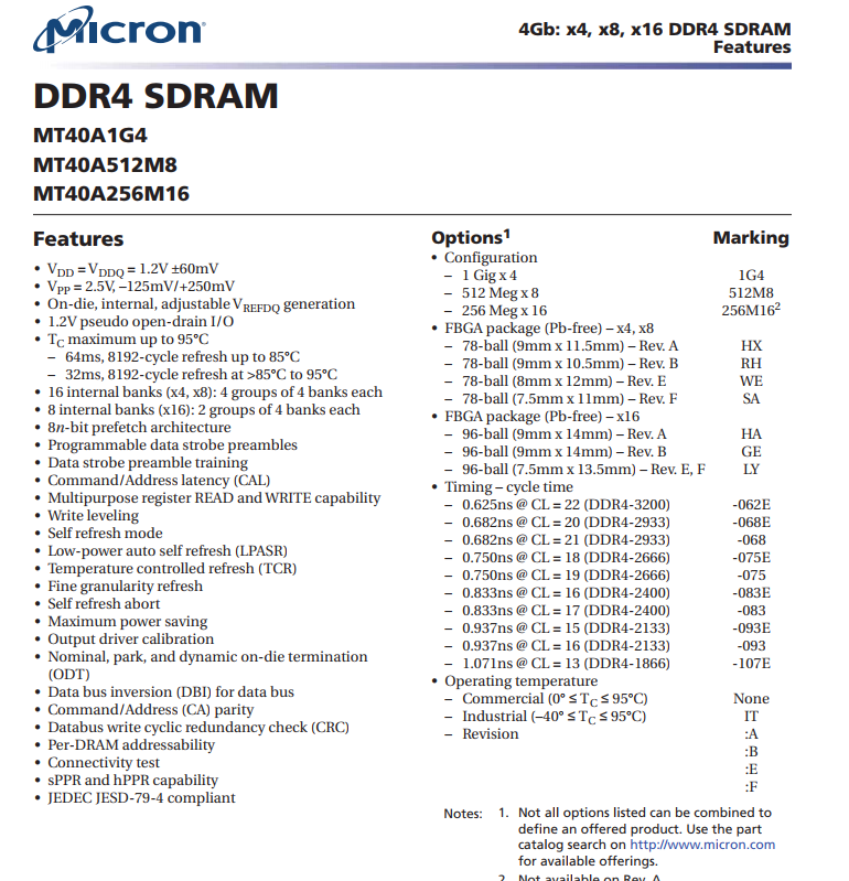 DDR4-4G洢MT40A256M16GE-083E:B