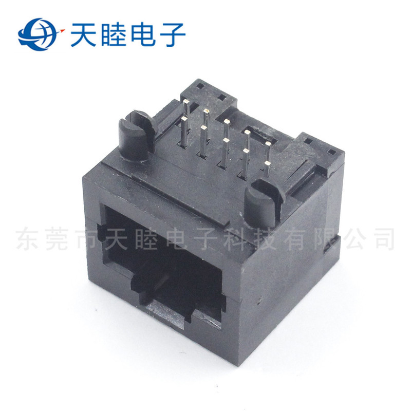 厂家直销RJ48 RJ50 10P10C 90度全塑网络插座 网络母座